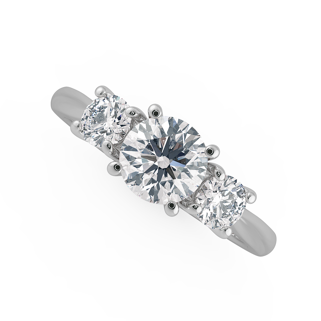 Round Three Stone Engagement Rings