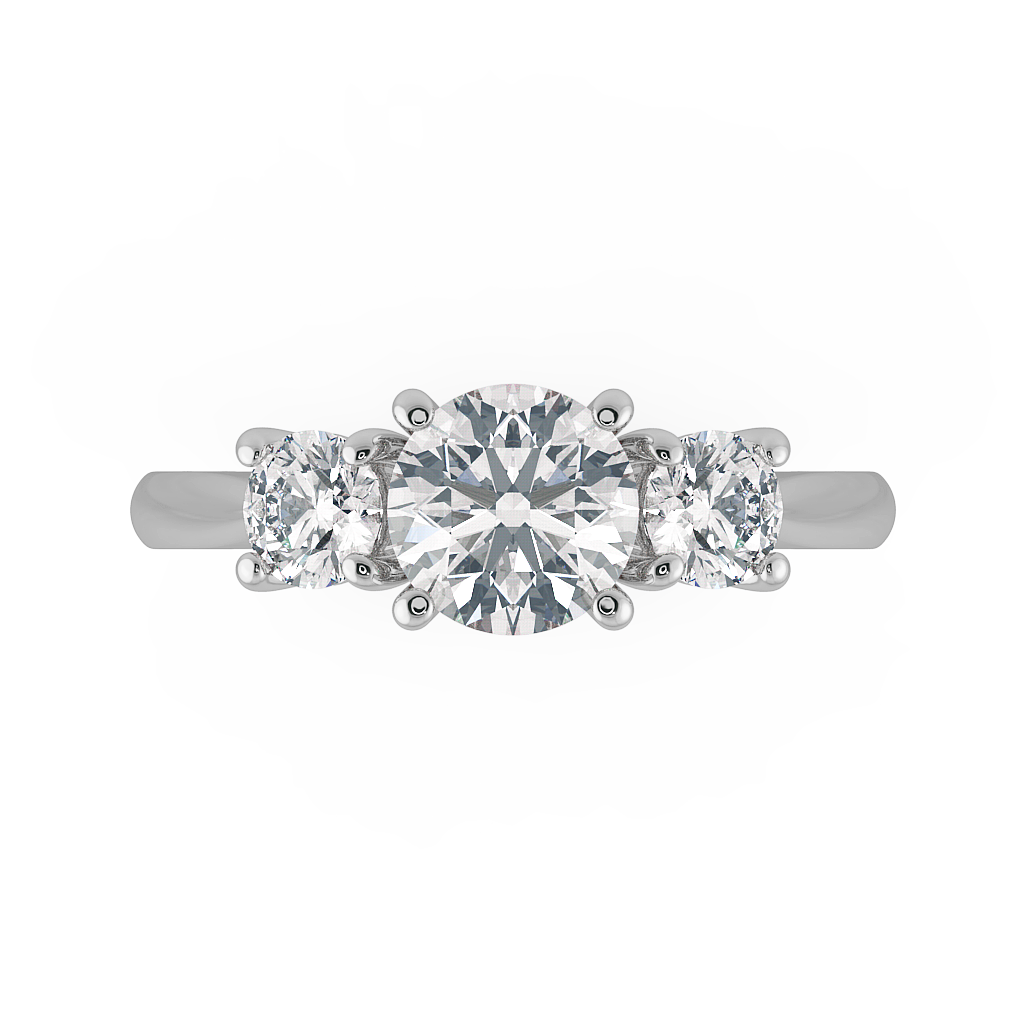 Round Three Stone Engagement Rings