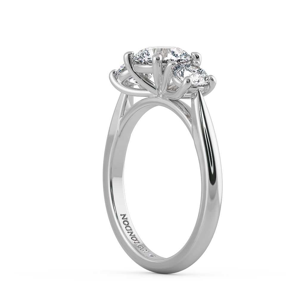 Round Three Stone Engagement Rings